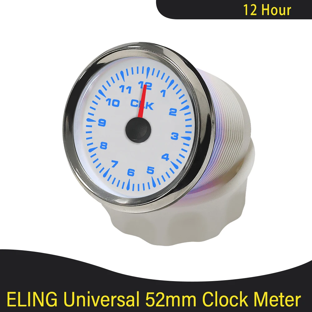 

Newest 52mm Clock Meter Gauge 12 Hour Format with 8 Colors Backlight for Yacht Car Boat Truck Universal 12V 24V