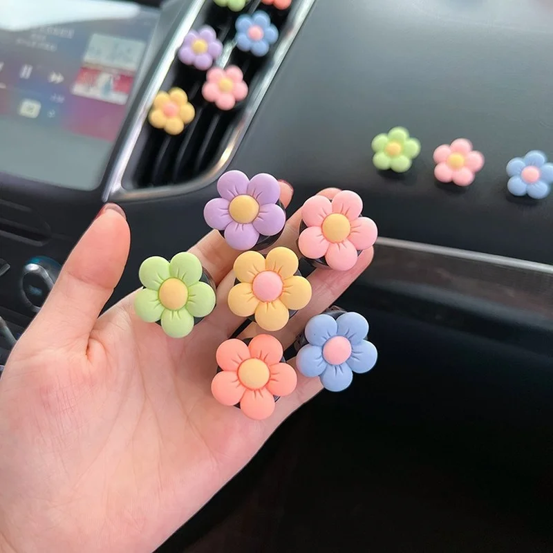 6Pcs/Set Flower Car Outlet Vent Clip Small Daisy Air Conditioning Clip Car Interior Decoration Gift for Girl Car Air Fresher