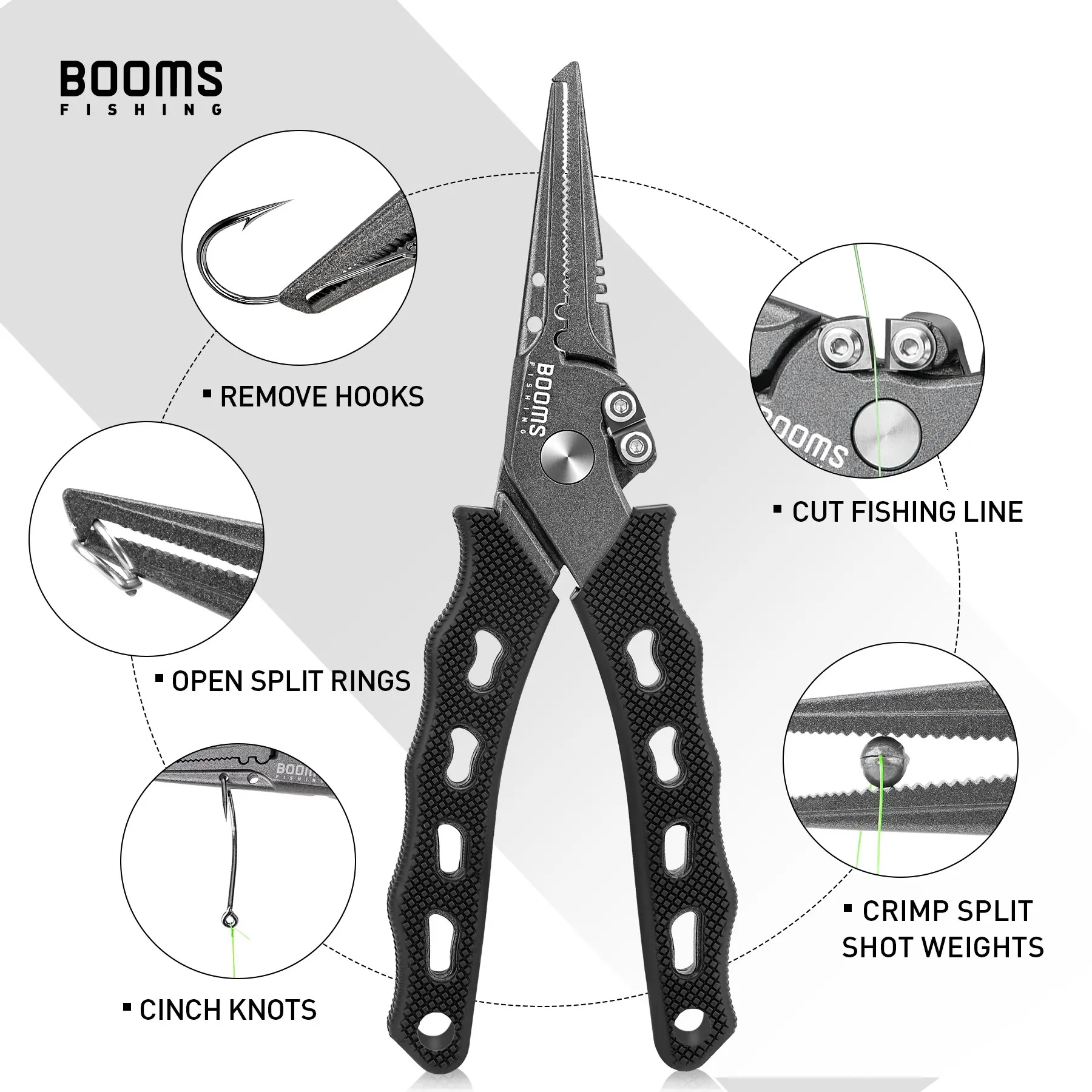 Booms Fishing F07 Fishing Pliers Stainless Steel Braid Line Scissors Wire  Cutter Hook Remover Multifunctional Fishing Gear Tools