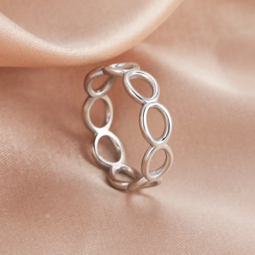 Stainless Steel Geometric Heart Adjustable Open Ring - Fashion Jewelry Gift