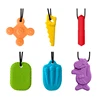 Gem Silicone Teethers Crystal Chew Necklace Sensory Pandent Chewing Toy for Kids Boys Girls Autism 1