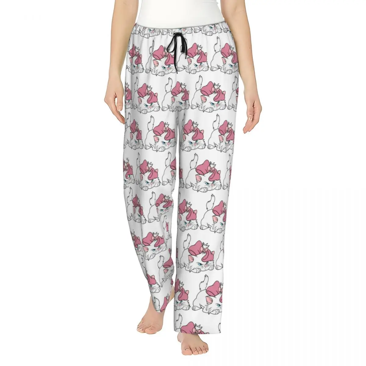 

Custom Printed Aristocats Cartoon Marie Cat Pajama Pants Women Sleep Sleepwear Bottoms with Pockets