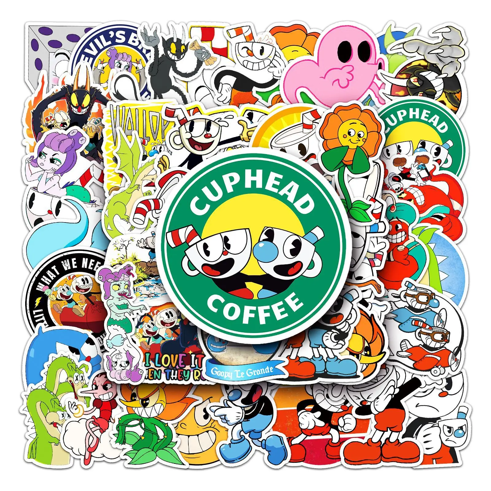 10/50PCS Retro Cuphead Serie Graffiti Aufkleber Geeignet für Laptop Telefon Skateboard Tasse Dekoration DIY Aufkleber Spielzeug Großhandel