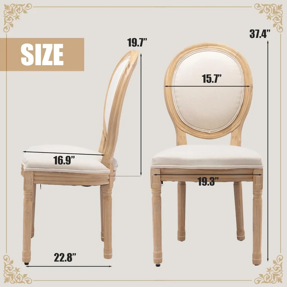 french dining chairs set of 2, vantage dining chair with round back, wood leg farmhouse country dining chair for kitchen,bedroo