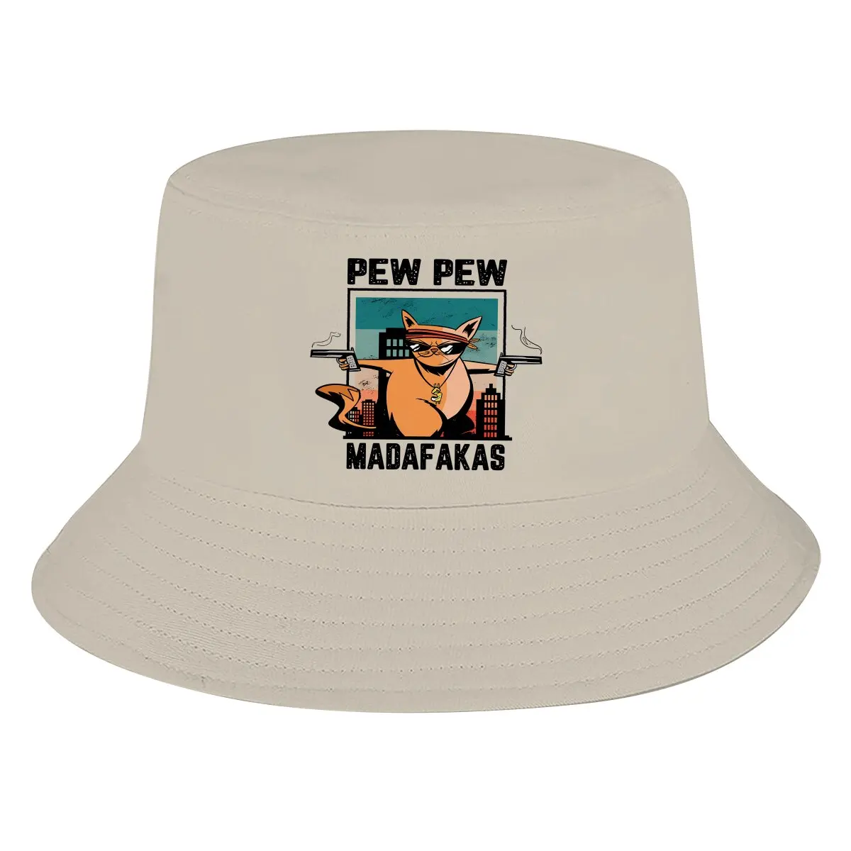 Pew Pew Madafakas Cat Animal Bucket Hat Berretto Da Pescatore Da Donna Da Uomo Criminale Hip Hop Beach Cappelli Da Pesca Al Sole