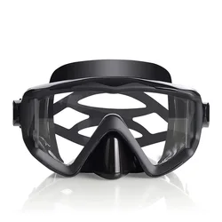 Professional Silicone Snorkeling and Diving Mask - UV Protective Waterproof Swim Gear (Black)