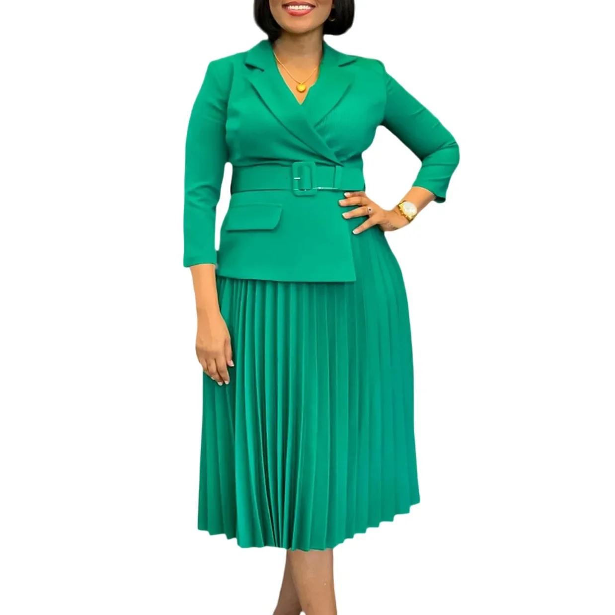 فستان نسائي متوسط الطول على الطراز الأفريقي لخريف...