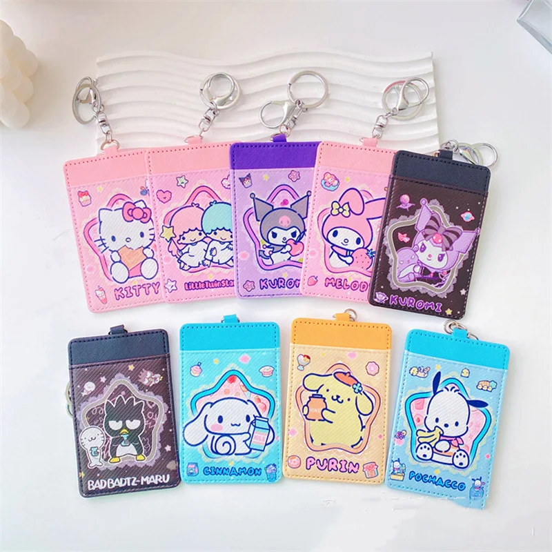 

Cute Sanrio Card Holder Keychain Kuromi Kawaii Anime Portable Student Card Public Card Bank Cards Organizer Toys for Girls Gift