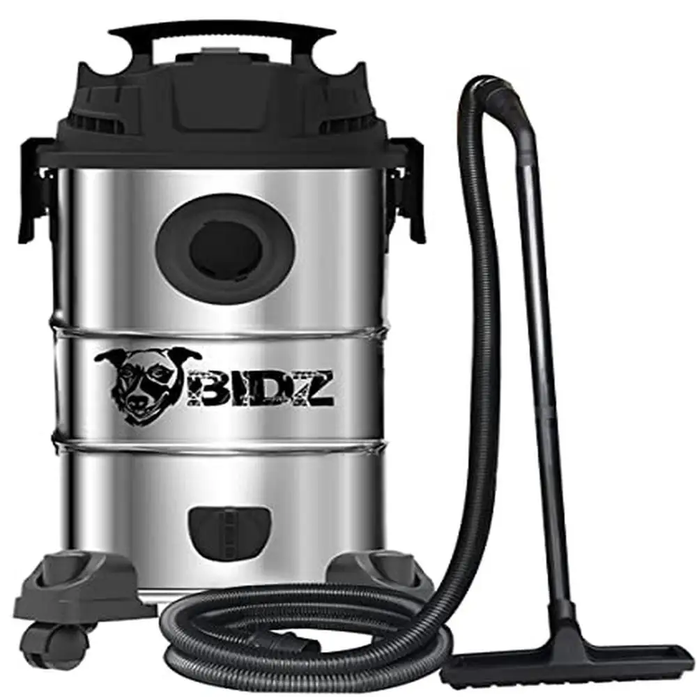 

Powerful 8 Gallon Stainless Steel Shop Vacuum 6HP Motor 65'' Water Suction 360° Caster Wheels Wet Dry Debris Pick Up Blower Port