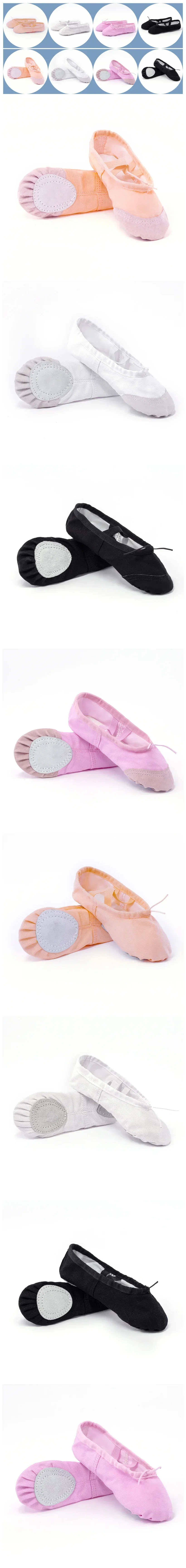 Description Picture 3 of itemGirls Ballet Shoes Canvas Flat Ballet Dancing Slippers Dance Shoes for Adult Women Kids Children Classic Split-Sole Soft Leather