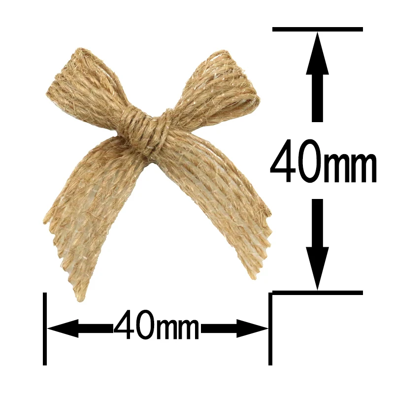 (50 Pcs/pack) 4x4cm Linen Bow Natural Linen Bows Gift Box Clothing Decoration Accessories Home Bow Tie Forest Style Pastoral Bow