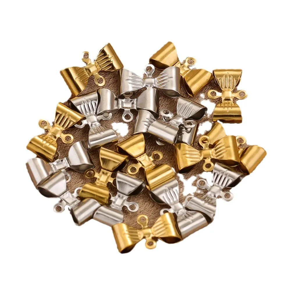 Stainless Steel Double Hole Bow Accessories Pendant DIY Necklace Bracelet Making Accessories 5