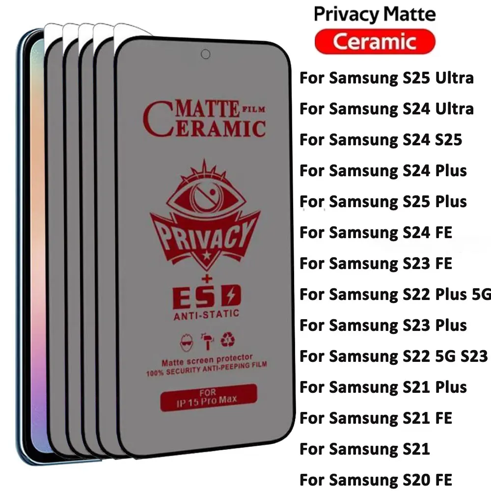 Matte Ceramic Privacy Screen Protector - Anti-Spy Soft Film, 1-5 Pack