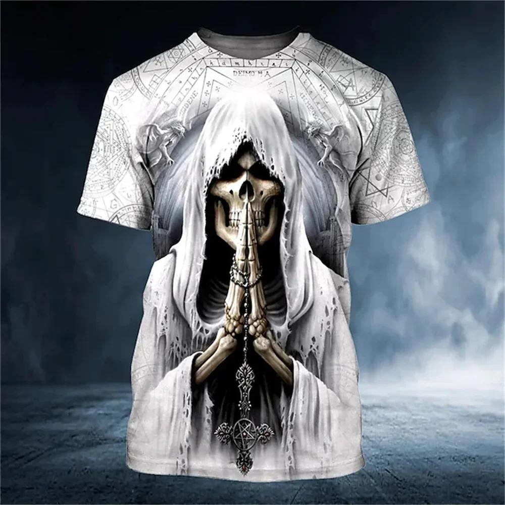 

2024 Summer New Hot Fashion Skeleton 3D Printed Men's T-shirt Gothic Retro Harajuku Plus Size Loose Comfortable Breathable Top