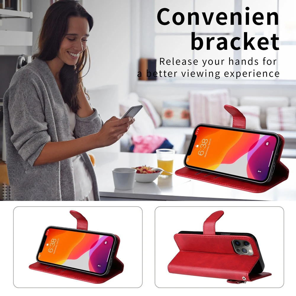 Deluxe Magnetic Leather Wallet Case with Zipper Design and Card Holder