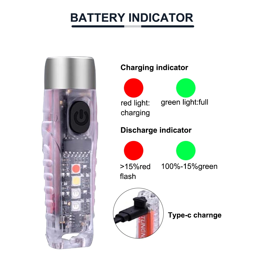 600LM Mini Porable Brightness Flashlight USB Rechargeable Light IP65 Waterproof Torch Warning Light Emergency Light Outdoor Lamp police torch