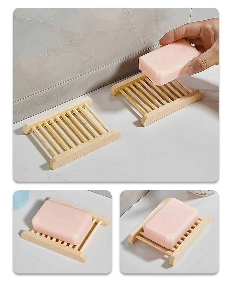 Tiuxiu 10pcs Porte-Savon En Bambou Naturel - Boîte à Savon Écologique Pour Salle De Bain, Douche Et Cuisine 12x1.8x9cm