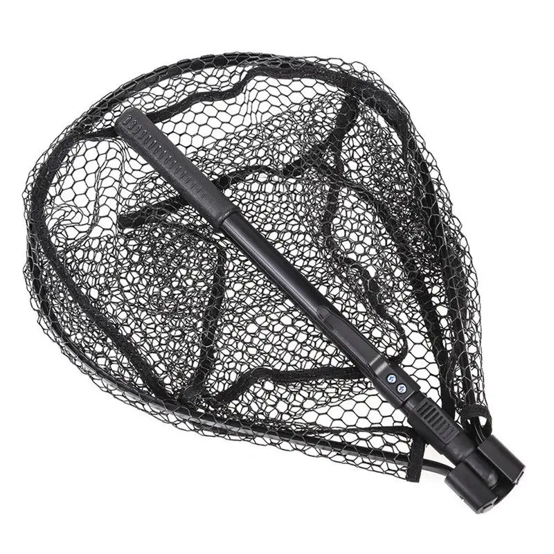 Landing Fishing Net Net Brail Trout Rubber Catch Tackle & Release Black Fish Portable Foldable Extension Folding