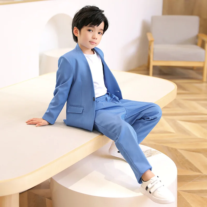 Boy Casual Blazer Set For Spring Autumn 2023 New Solid Coat