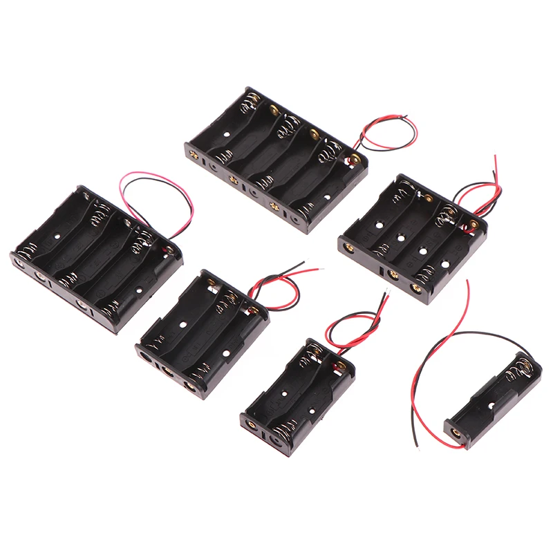 3V AA 배터리 케이스 박스 1 2 3 4 5 6 슬롯 AA LR6 HR6 배터리 홀더 보관 케이스 리드 와이어 배터리 보호 케이스