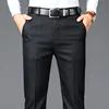 Men's Spring Autumn Solid High Waist Button Pockets Zipper Casual Suit Workwear Formal Trousers Fashion england style Pants 5