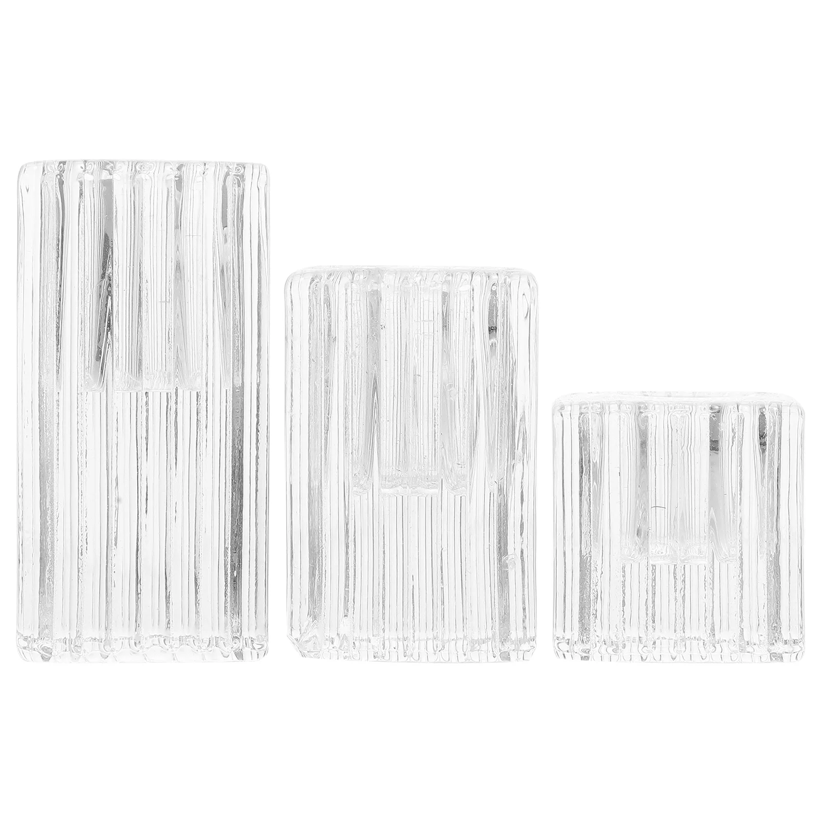 

3 Pcs Glass Holder Elegant Candlestick Household Tealight Romantic Holders