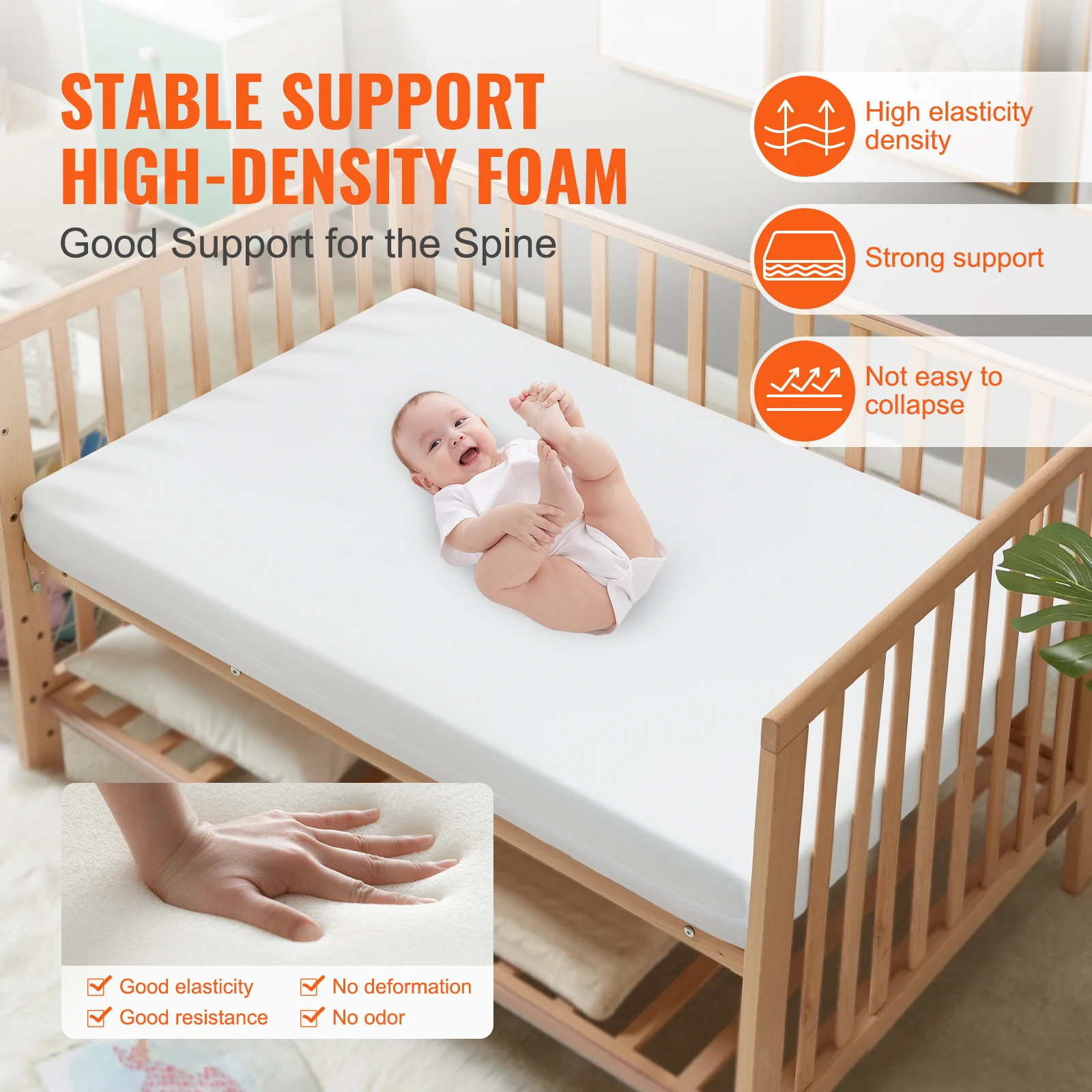 VEVOR Crib Mattress Two-sided Breathable Toddler Mattress of Memory Foam 3 inches Thickness Baby Mattress for Infant and Toddler 3