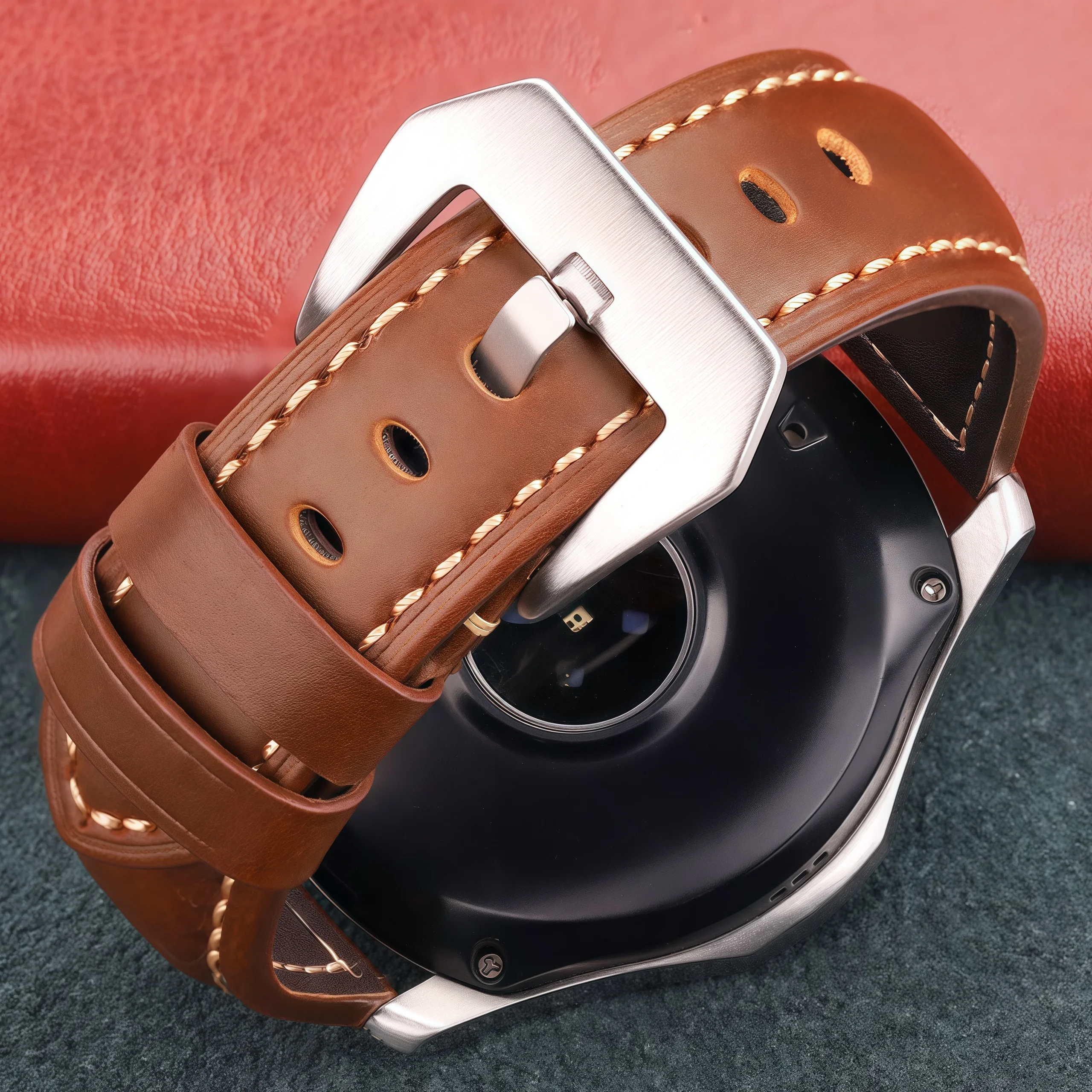Elegant Dark Brown Genuine Leather Watch Band - Premium Cowhide Replacement Strap