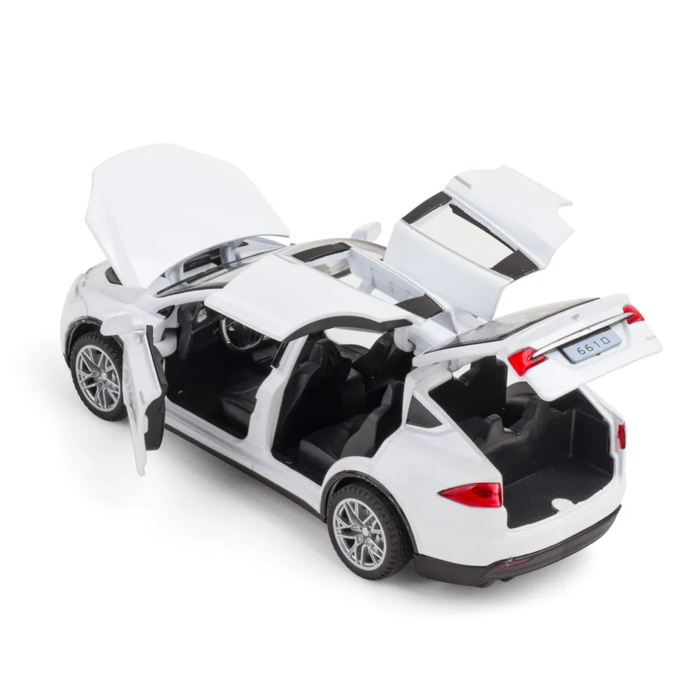 1:32 Tesla MODEL X Alloy Car Model Diecasts Metal Toy Vehicles Car Model Simulation Sound and Light Collection Gift A311 4