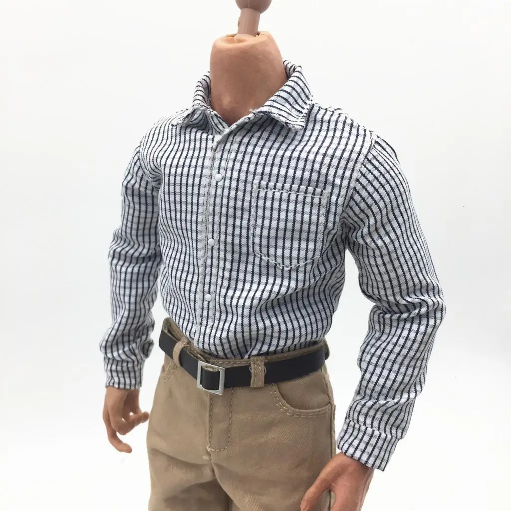 1/6 Scale Gray Plaid Shirt Male Clothes for 12 Inch Action Figure