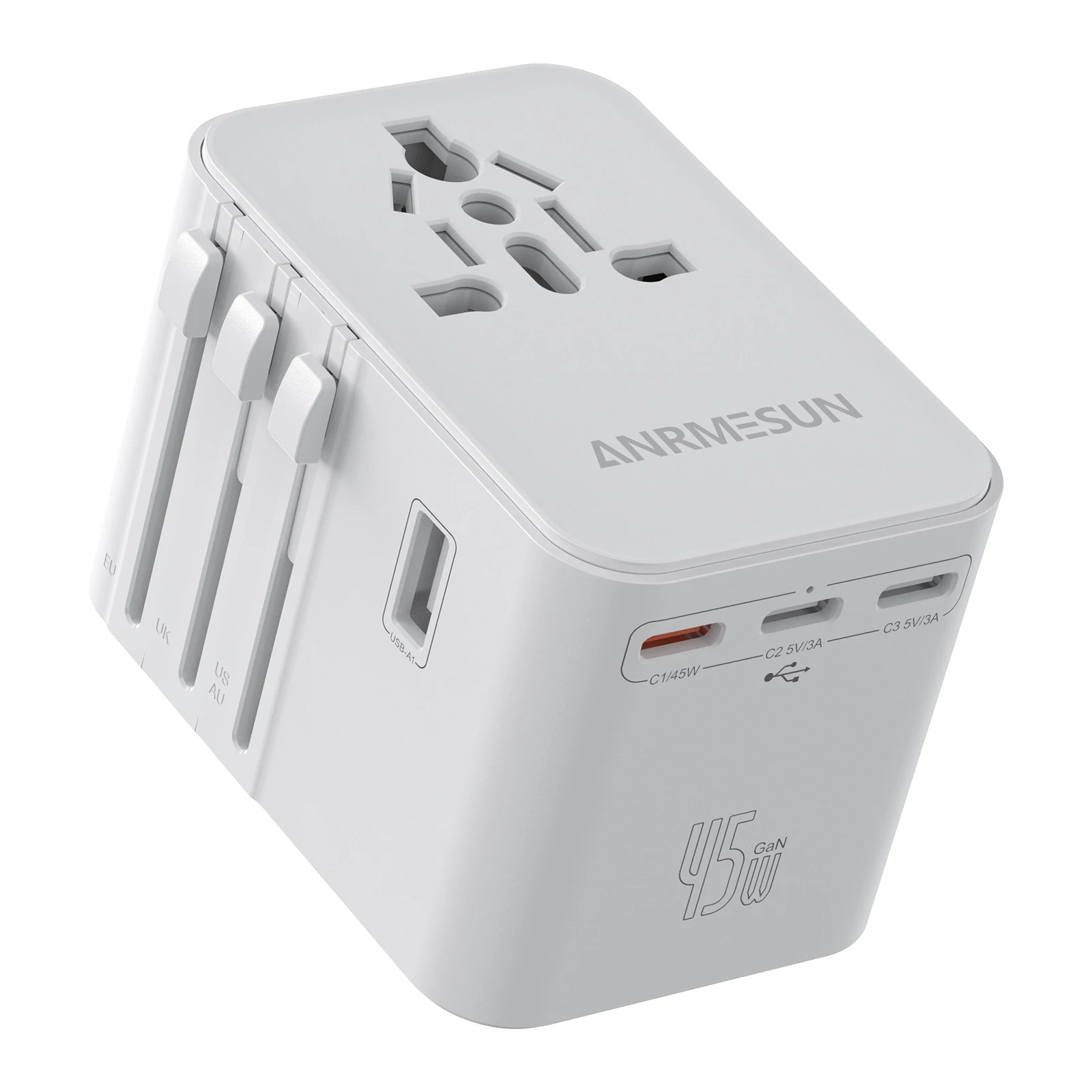 Global Universal Conversion Travel Plug 2 USB 3 ประเภท C ซ็อกเก็ต EU US AC Power Adapter Converter PD 45W Travel Plug Fast CHARGING 1