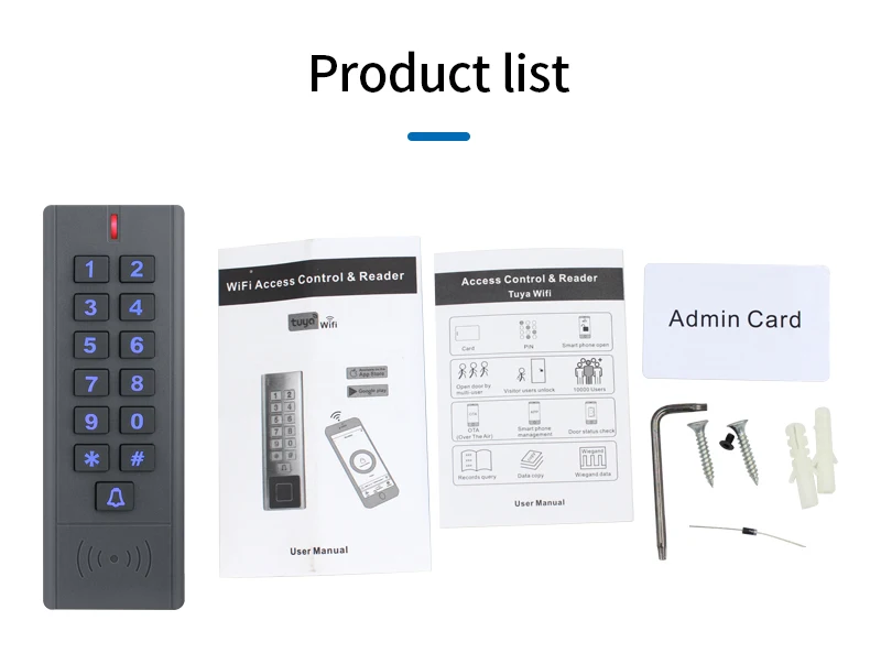 Wifi Tuya App Backlit Fingerprint Access Control Keypad IP66 Waterproof Standalo