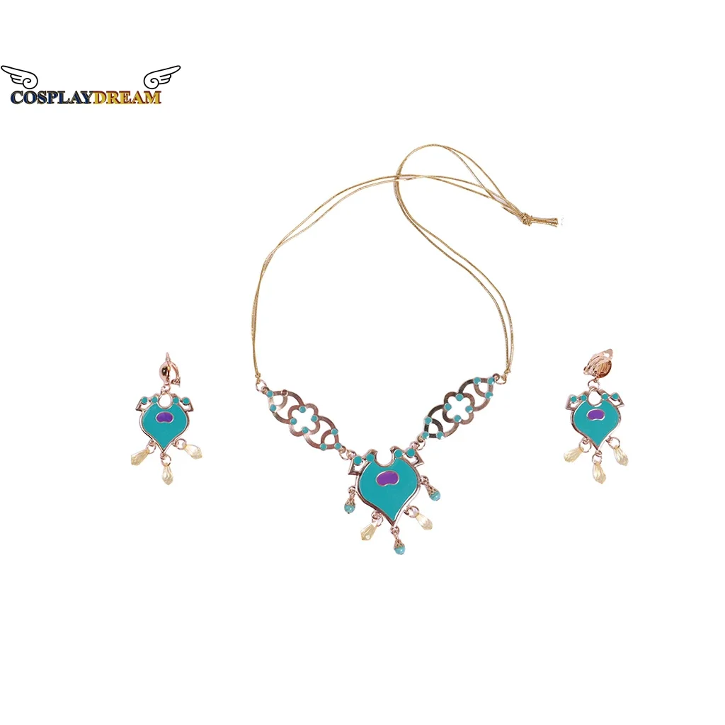 3pieces/Set Necklace Earrings Jasmine Cosplay Accessory Jewelry Resin Pendants Jasmine Cosplay Jewelry Women Gift Halloween Gift