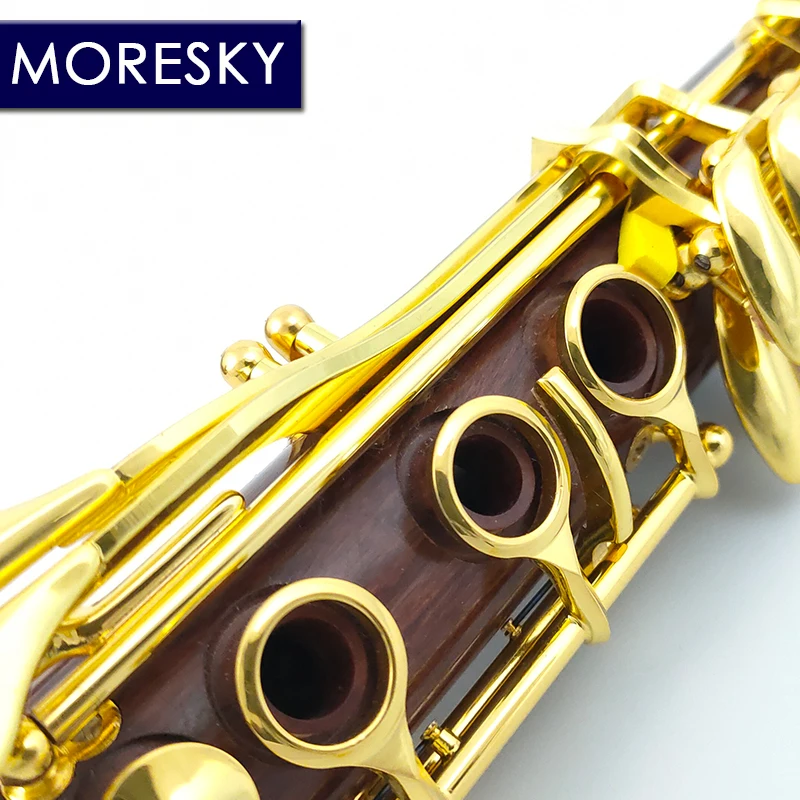 MORESKY Red Wood Professional Clarinet Rosewood Bb Gold-plated Keys Mopane Sib Klarnet M17