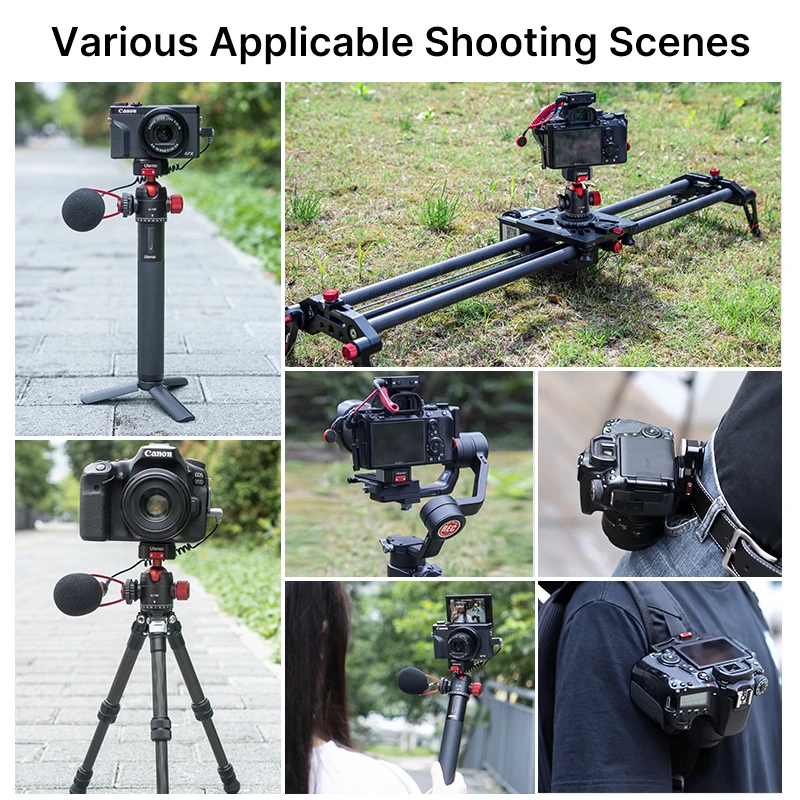 Ulanzi U100 Quick Release Ballhead Tripod Heads DSLR Gimbal Slider Tripod Quick Switch Ballhead Extend Cold Shoe for LED Light