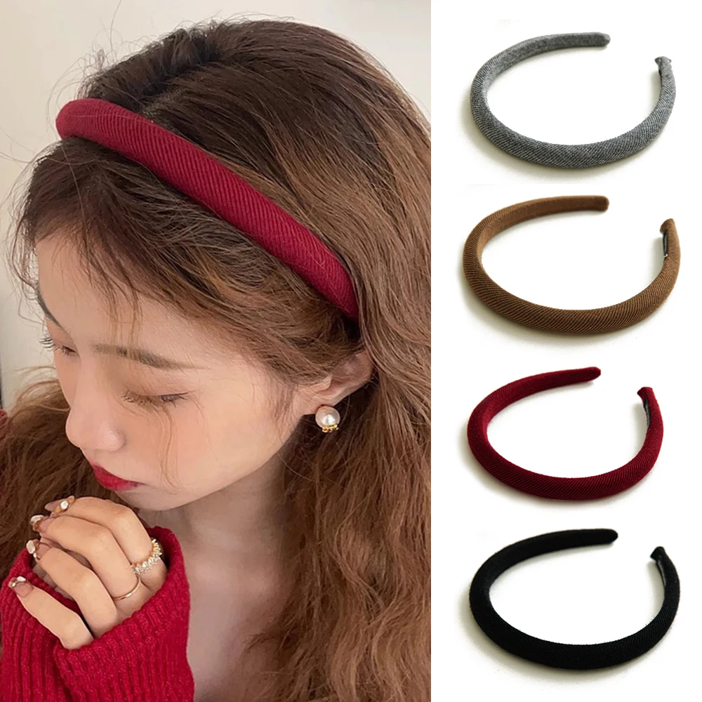 

1.6cm Beige Thick Sponge Headband Solid Color Thin Hair Hoop Makeup Non-slip Hairband Winter Headwear DIY Soft Hair Accessories