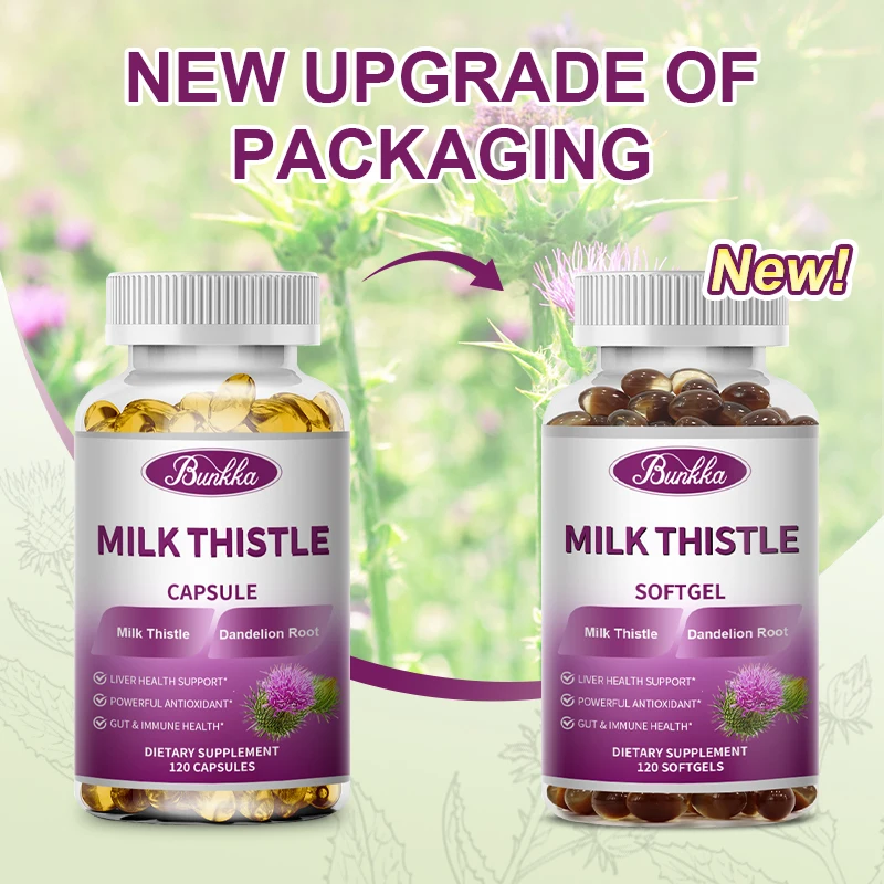 BUNKKA Milk Thistle Capsules 1000mg Dandelion Root Extract Liver Health Support Gut&Immune Health Skin Beauty Liver Function