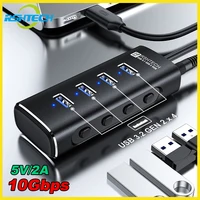 RSHTECH USB Hub 4 Ports 10Gbps Superspeed Data Transfer Extender with Individual Switches USB Splitter for Laptop PC Computers 1