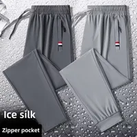 Women's Ice Silk Sports Pants Summer Thin Elastic Loose Casual Pants High Waist Straight Leg Long Pants Breathable Air Condit...