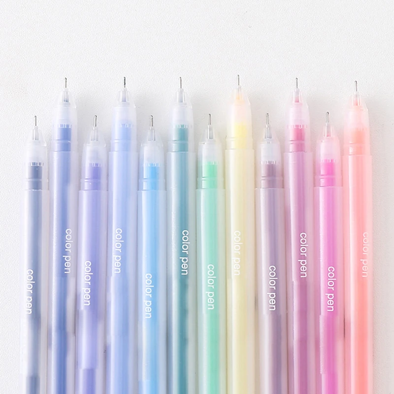 12 pcs/set kawaii Colored gel pens set School blue 0.5 mm ballpoint pen for  journal