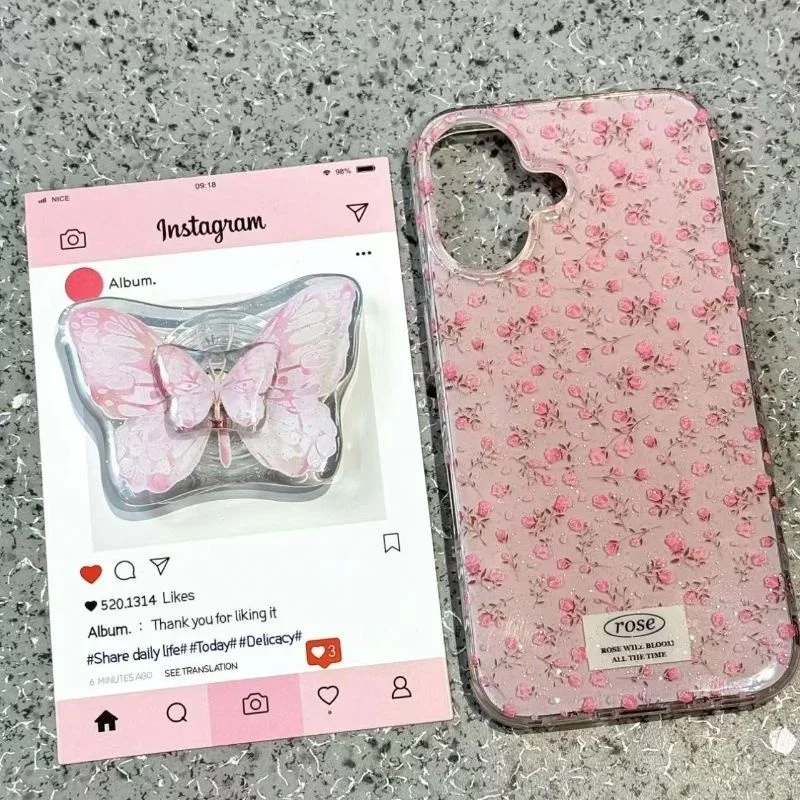 الكورية لطيف الكرتون الدورية فراشة قبضة حامل هاتف...