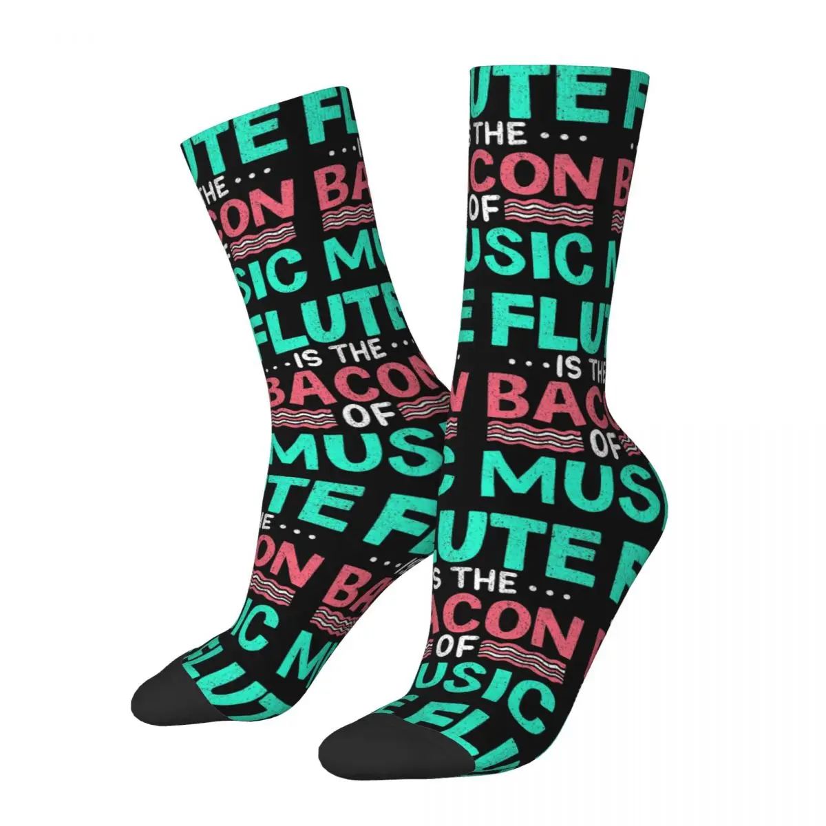 

Flute Is The Bacon Of Music Musical Musician Gift Socks Harajuku Stockings All Season Long Socks Accessories for Unisex Gifts