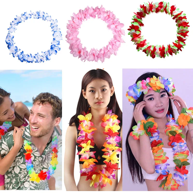 10/20/50pcs Hawaii Artificial flower garland party leis wreath floral necklace for wedding birthday Halloween Christmas New year