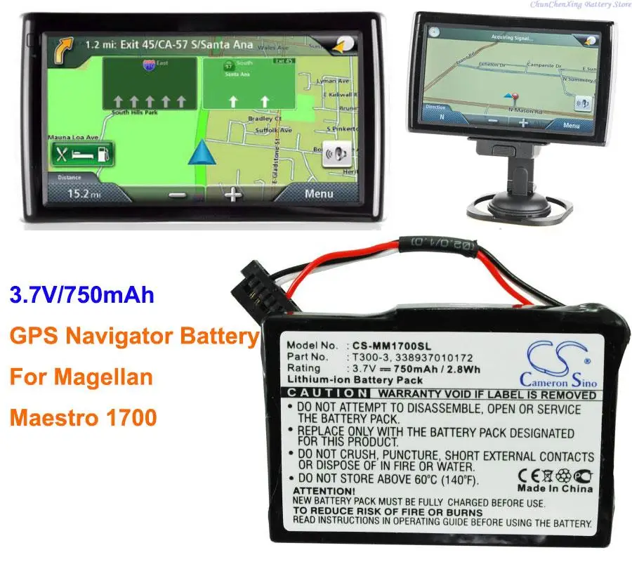 Cameron Sino 750Mah Batteria 338937010172, T300-3 Per Magellan Maestro 1700