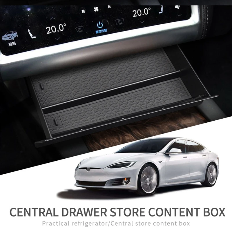 Car Interior Tray Neatly Container Ergonomic Black Center Console Drawer Storage Box Organizer Flocking For Tesla Model X/S car storage boxes Color Name : A 