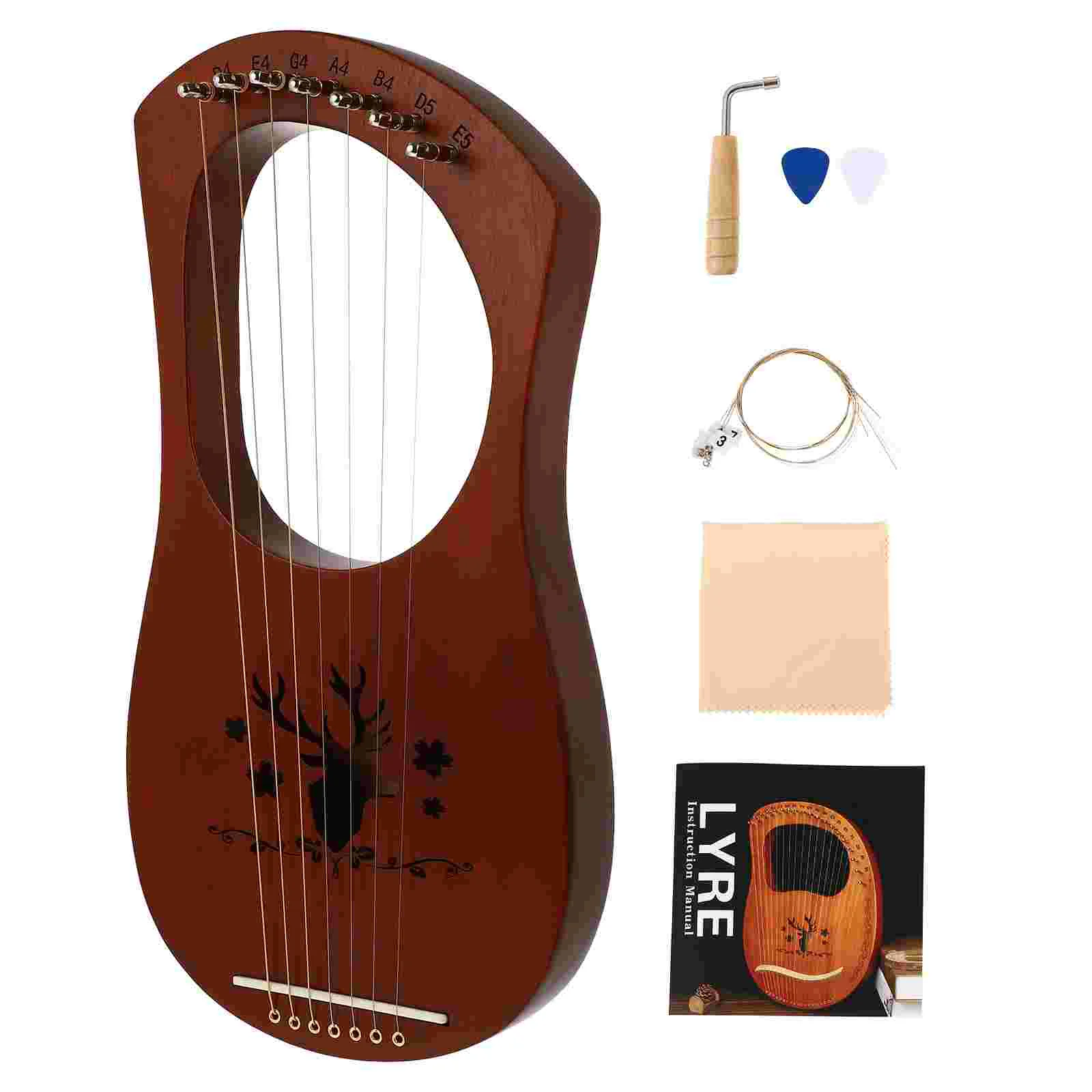 

1 Set Portable 7-string Harp String Musical Instrument Beginners Wooden Lyre Harp