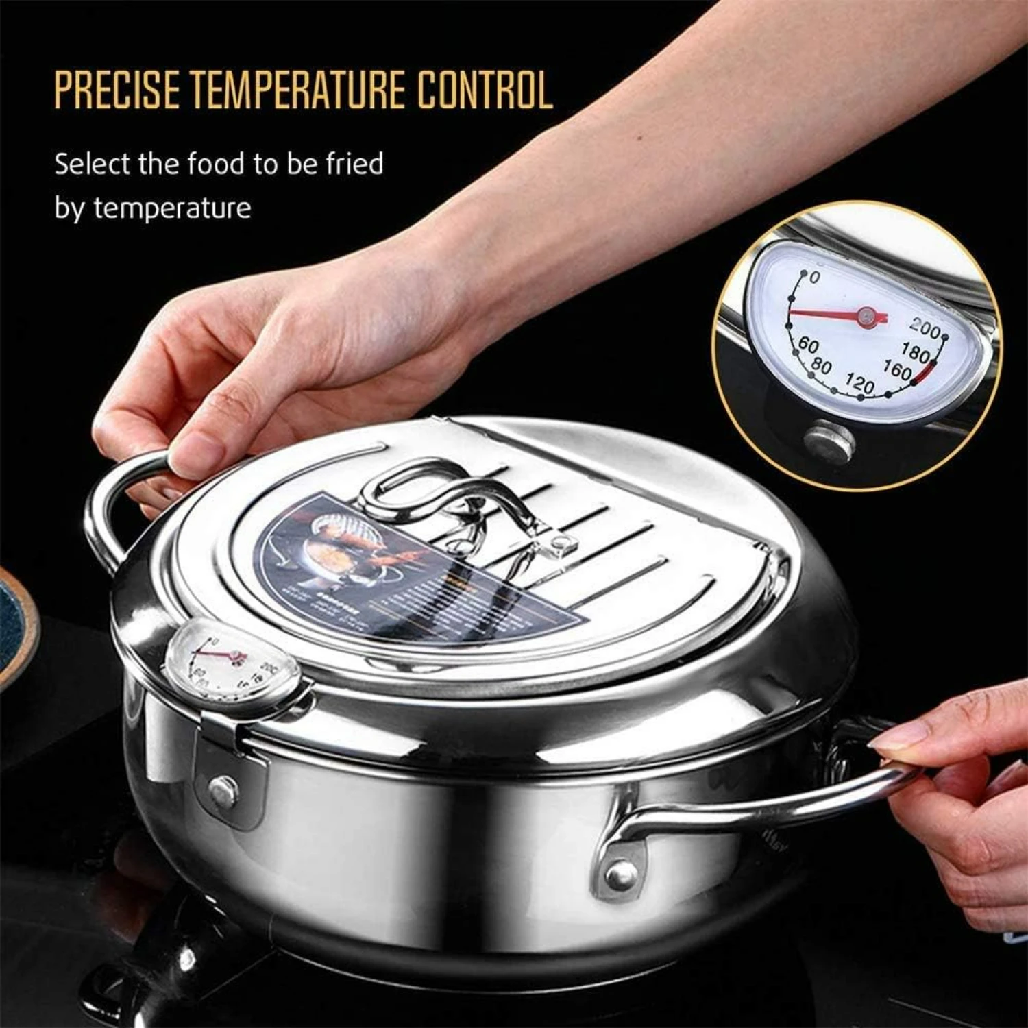 High Quality Japanese Style Nonstick Tempura Fryer Pan-Convenient, Efficient, and Versatile 20cm Size-Durable with Temperatu