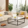 Glass Coffee Table for Living Room,Square Coffee Tables for Small Spaces,Simple Tea Cocktail Modern Center Tables 6