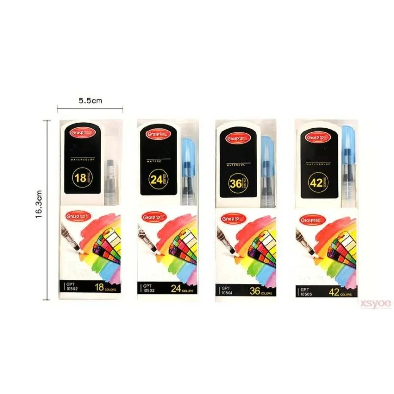 18/24/36/42 Solid Watercolor Pigment Set Foldable Travel WaterColor With Water Brush Pen Art Specific Fan Shaped Painting Tool 6
