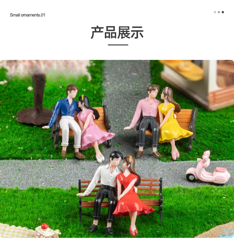 2pcs Miniature Fairy Garden Accessories Cute Kawaii Lovers Ornament Statue Figurines Home Garden Landscape Dollhouse Decoration